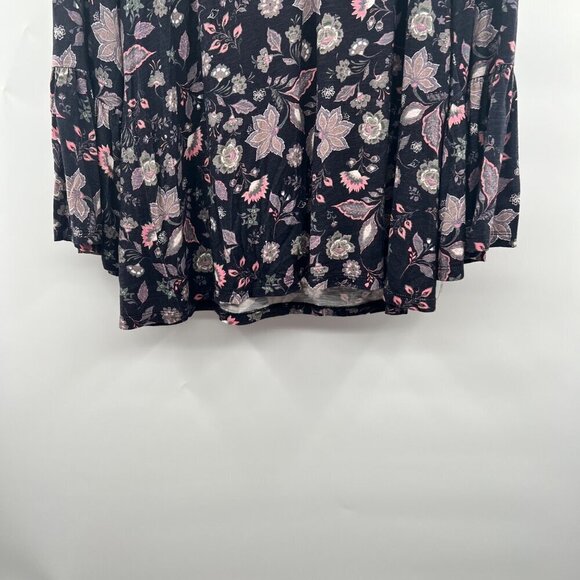 One World Women's Floral V-Neck Top Multicolor Long Sleeve Size Small - Picture 3 of 9